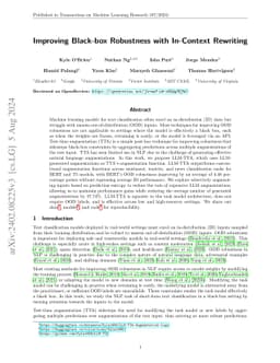 Improving Black-box Robustness with In-Context Rewriting