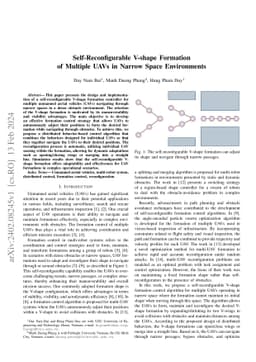 Self-Reconfigurable V-shape Formation of Multiple UAVs in Narrow Space
  Environments