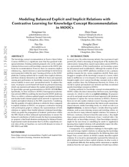 Modeling Balanced Explicit and Implicit Relations with Contrastive
  Learning for Knowledge Concept Recommendation in MOOCs