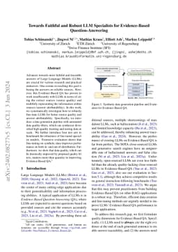 Towards Faithful and Robust LLM Specialists for Evidence-Based
  Question-Answering