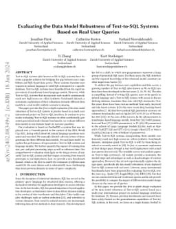 Evaluating the Data Model Robustness of Text-to-SQL Systems Based on
  Real User Queries
