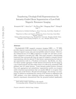 Transferring Ultrahigh-Field Representations for Intensity-Guided Brain
  Segmentation of Low-Field Magnetic Resonance Imaging