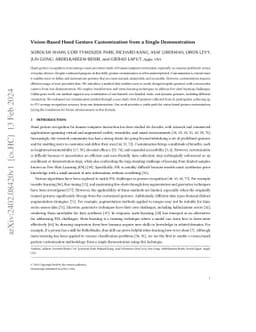 Vision-Based Hand Gesture Customization from a Single Demonstration