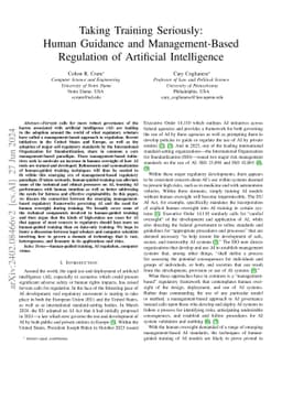 Taking Training Seriously: Human Guidance and Management-Based
  Regulation of Artificial Intelligence