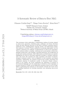 A Systematic Review of Data-to-Text NLG