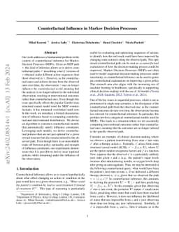 Counterfactual Influence in Markov Decision Processes