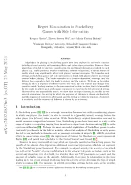 Regret Minimization in Stackelberg Games with Side Information
