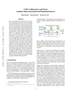 CaPS: Collaborative and Private Synthetic Data Generation from
  Distributed Sources