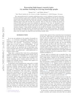 Forecasting high-impact research topics via machine learning on evolving knowledge graphs