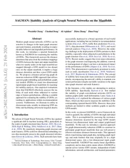 SAGMAN: Stability Analysis of Graph Neural Networks on the Manifolds