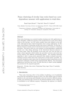 Fuzzy clustering of circular time series based on a new dependence
  measure with applications to wind data