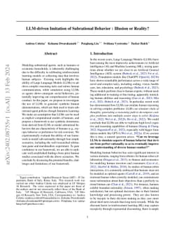 LLM-driven Imitation of Subrational Behavior : Illusion or Reality?