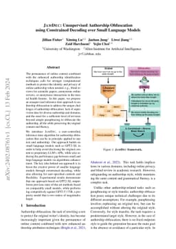 JAMDEC: Unsupervised Authorship Obfuscation using Constrained Decoding
  over Small Language Models