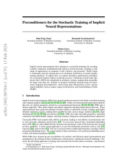 Preconditioners for the Stochastic Training of Implicit Neural
  Representations