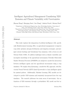 Intelligent Agricultural Management Considering N$_2$O Emission and
  Climate Variability with Uncertainties