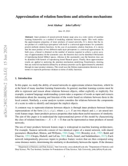 Approximation of relation functions and attention mechanisms