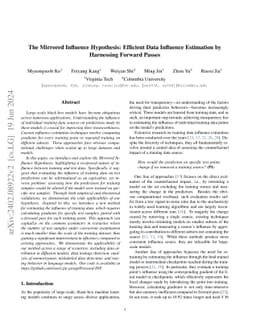 The Mirrored Influence Hypothesis: Efficient Data Influence Estimation
  by Harnessing Forward Passes