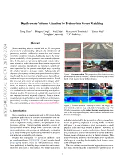 Depth-aware Volume Attention for Texture-less Stereo Matching