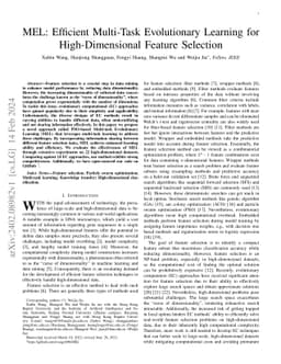 MEL: Efficient Multi-Task Evolutionary Learning for High-Dimensional
  Feature Selection