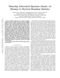 Detecting Adversarial Spectrum Attacks via Distance to Decision Boundary
  Statistics