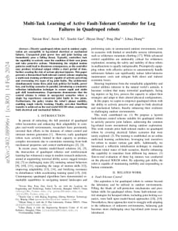 Multi-Task Learning of Active Fault-Tolerant Controller for Leg Failures
  in Quadruped robots
