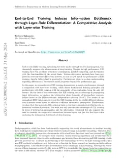 End-to-End Training Induces Information Bottleneck through Layer-Role
  Differentiation: A Comparative Analysis with Layer-wise Training