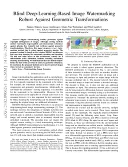 Blind Deep-Learning-Based Image Watermarking Robust Against Geometric
  Transformations