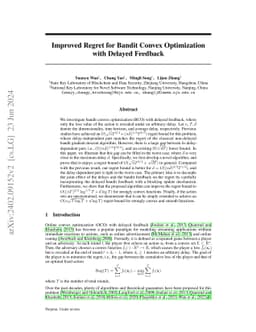 Improved Regret for Bandit Convex Optimization with Delayed Feedback