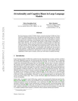 (Ir)rationality and Cognitive Biases in Large Language Models