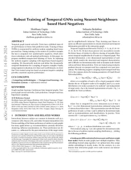 Robust Training of Temporal GNNs using Nearest Neighbours based Hard
  Negatives
