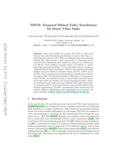 TDViT: Temporal Dilated Video Transformer for Dense Video Tasks