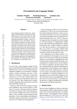 Personalized Large Language Models