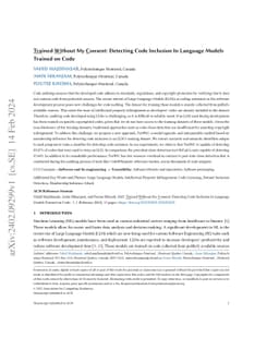 Trained Without My Consent: Detecting Code Inclusion In Language Models
  Trained on Code
