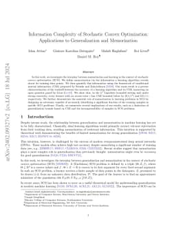 Information Complexity of Stochastic Convex Optimization: Applications
  to Generalization and Memorization