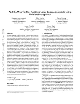 AuditLLM: A Tool for Auditing Large Language Models Using Multiprobe
  Approach