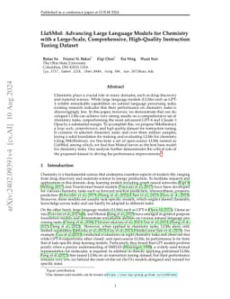 LlaSMol: Advancing Large Language Models for Chemistry with a
  Large-Scale, Comprehensive, High-Quality Instruction Tuning Dataset