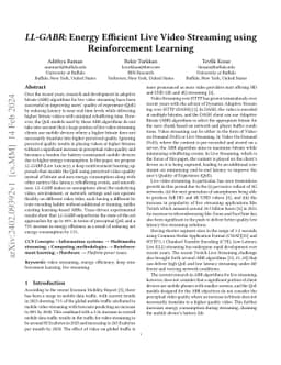 LL-GABR: Energy Efficient Live Video Streaming Using Reinforcement
  Learning