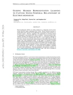 Guiding Masked Representation Learning to Capture Spatio-Temporal
  Relationship of Electrocardiogram