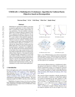 UMOEA/D: A Multiobjective Evolutionary Algorithm for Uniform Pareto
  Objectives based on Decomposition