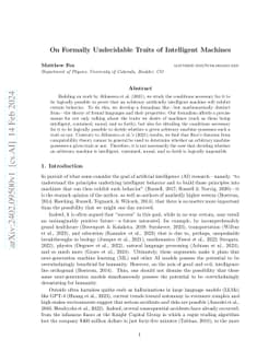 On Formally Undecidable Traits of Intelligent Machines