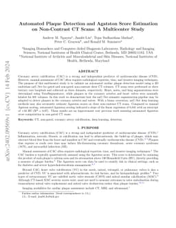 Automated Plaque Detection and Agatston Score Estimation on Non-Contrast
  CT Scans: A Multicenter Study
