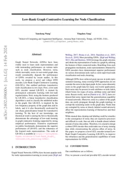 Low-Rank Graph Contrastive Learning for Node Classification