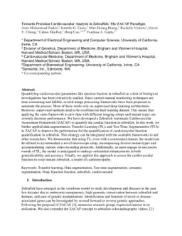 Towards Precision Cardiovascular Analysis in Zebrafish: The ZACAF
  Paradigm