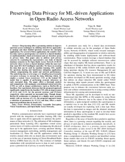Preserving Data Privacy for ML-driven Applications in Open Radio Access
  Networks