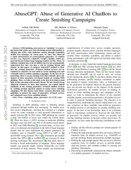 AbuseGPT: Abuse of Generative AI ChatBots to Create Smishing Campaigns