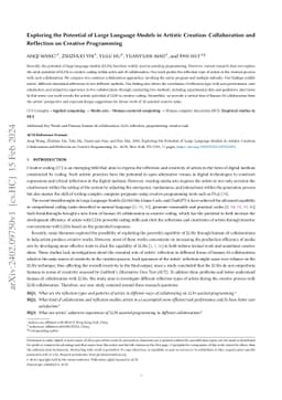 Exploring the Potential of Large Language Models in Artistic Creation:
  Collaboration and Reflection on Creative Programming