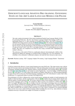Efficient Language Adaptive Pre-training: Extending State-of-the-Art
  Large Language Models for Polish