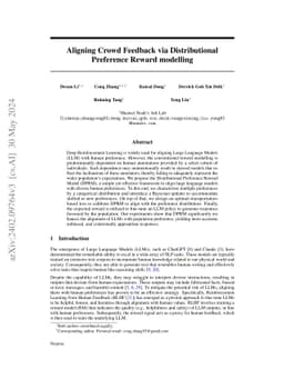 Aligning Crowd Feedback via Distributional Preference Reward Modeling