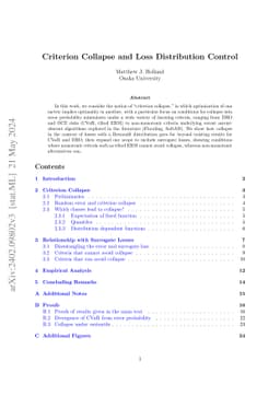 Criterion Collapse and Loss Distribution Control