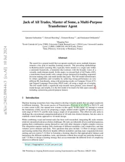 Jack of All Trades, Master of Some, a Multi-Purpose Transformer Agent